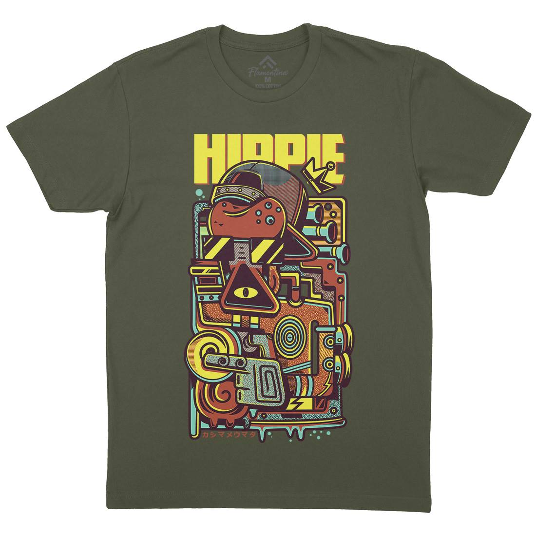 Hippie Mens Crew Neck T-Shirt Space D611