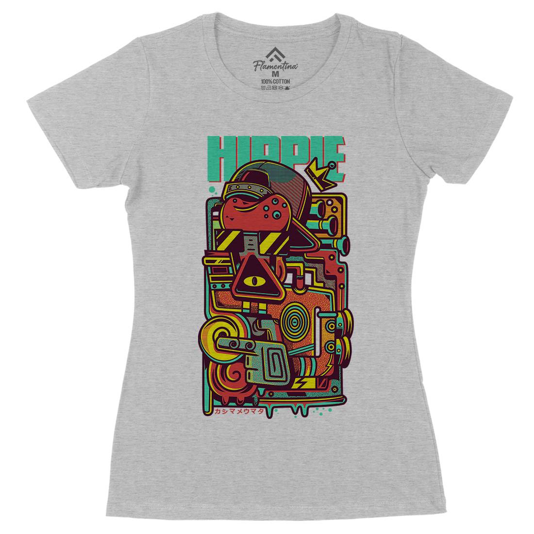 Hippie Womens Organic Crew Neck T-Shirt Space D611
