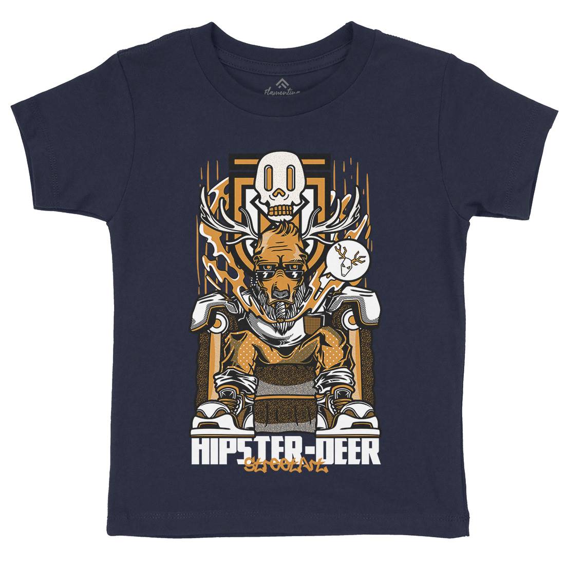 Hipster Deer Kids Organic Crew Neck T-Shirt Animals D612
