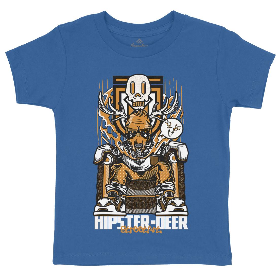Hipster Deer Kids Organic Crew Neck T-Shirt Animals D612