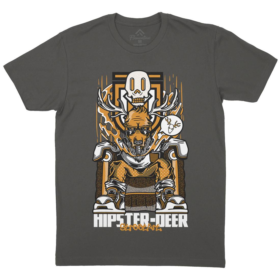 Hipster Deer Mens Organic Crew Neck T-Shirt Animals D612