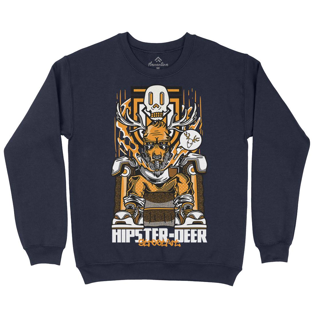 Hipster Deer Mens Crew Neck Sweatshirt Animals D612