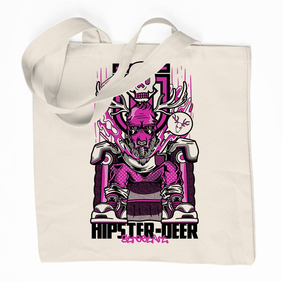 Hipster Deer Organic Premium Cotton Tote Bag Animals D612