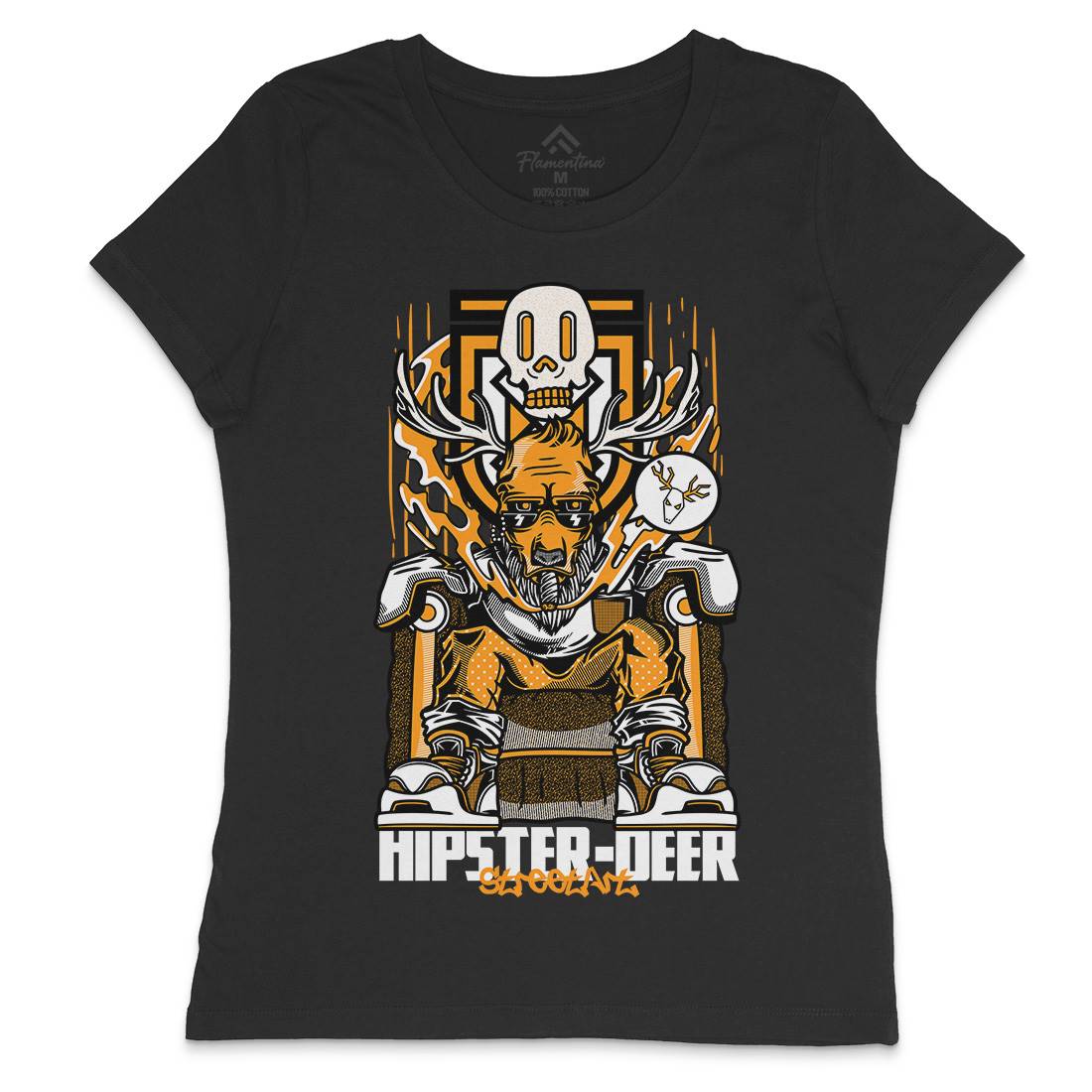 Hipster Deer Womens Crew Neck T-Shirt Animals D612