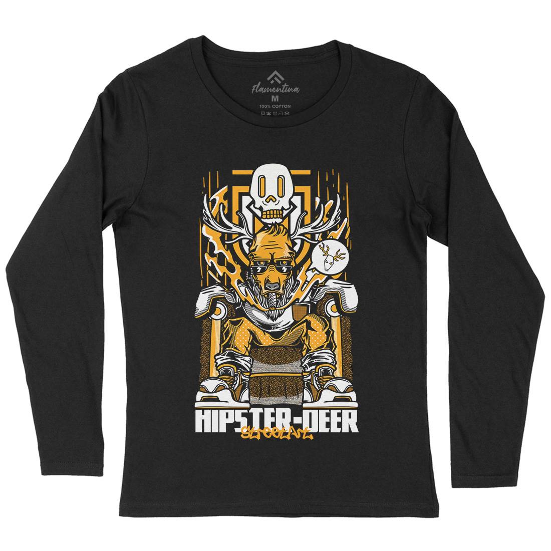 Hipster Deer Womens Long Sleeve T-Shirt Animals D612