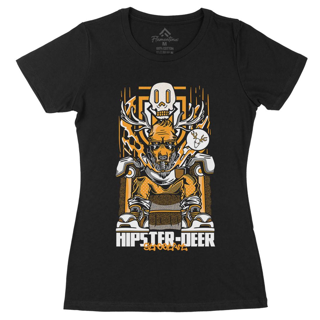 Hipster Deer Womens Organic Crew Neck T-Shirt Animals D612
