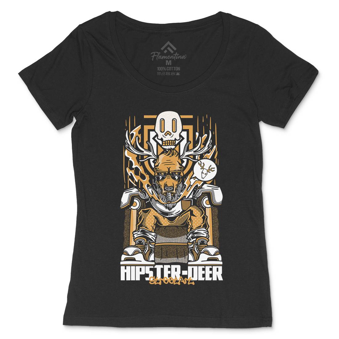 Hipster Deer Womens Scoop Neck T-Shirt Animals D612