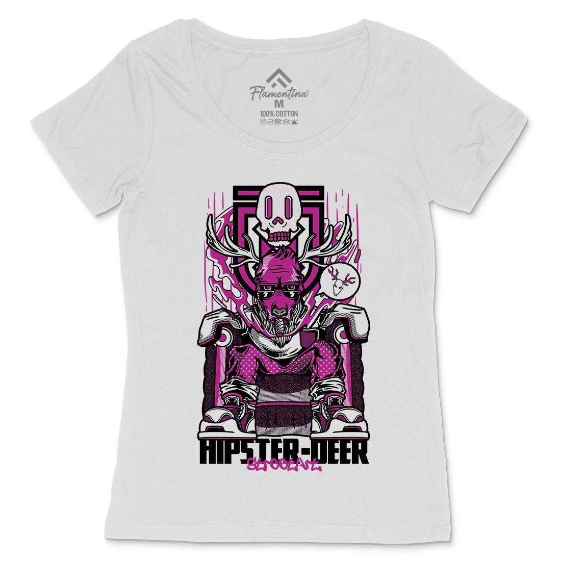Hipster Deer Womens Scoop Neck T-Shirt Animals D612