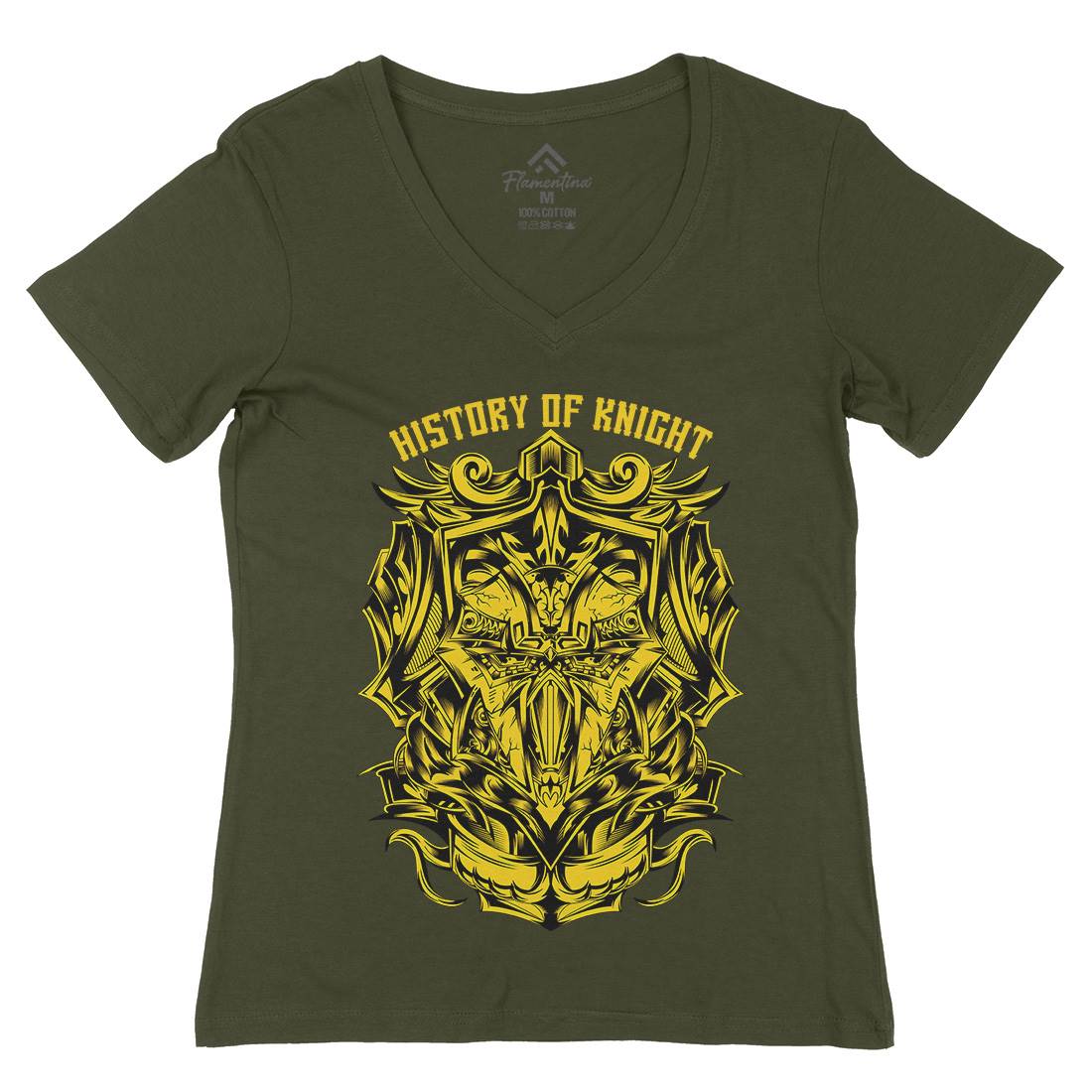 History Of Knight Womens Organic V-Neck T-Shirt Warriors D613