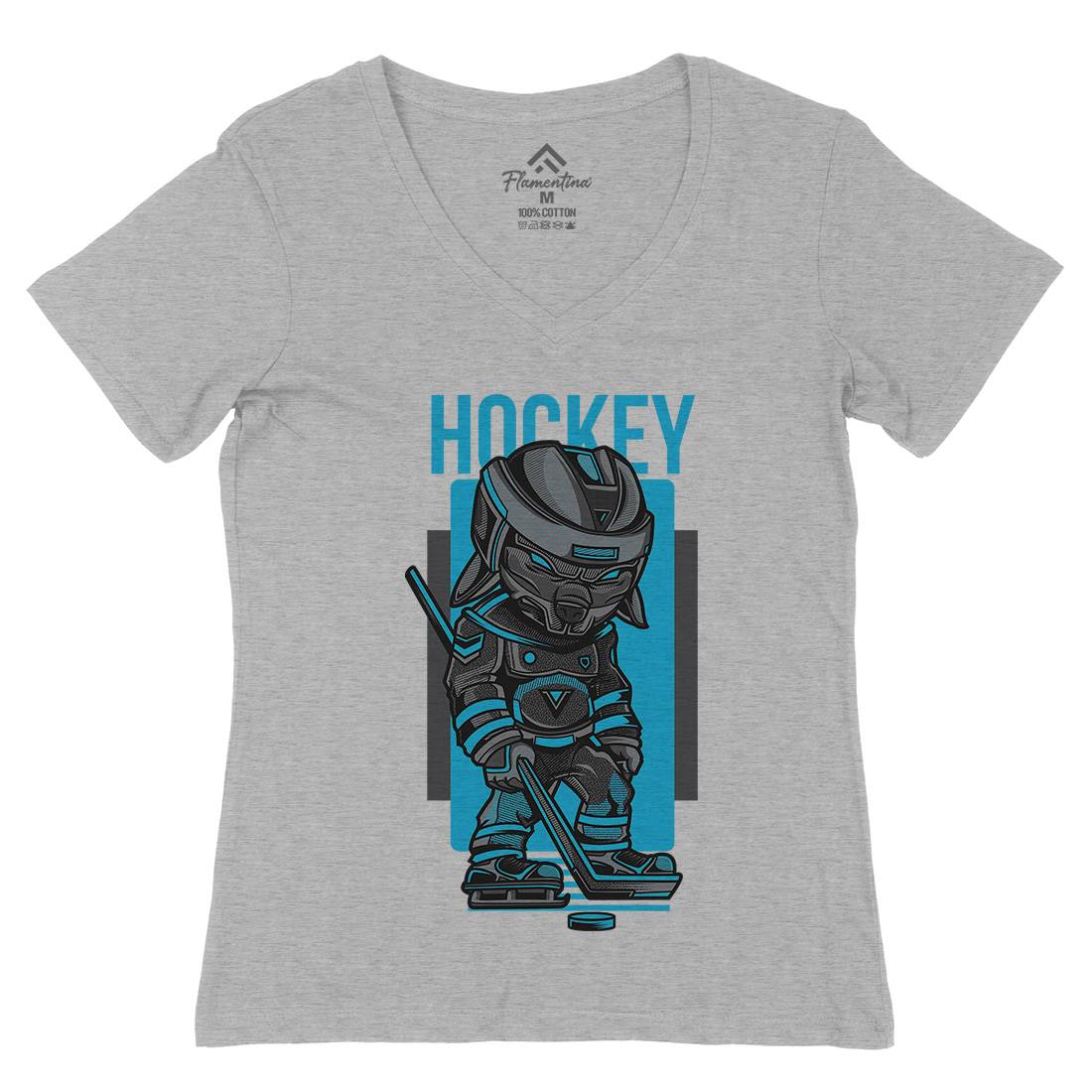 Hockey Womens Organic V-Neck T-Shirt Sport D614