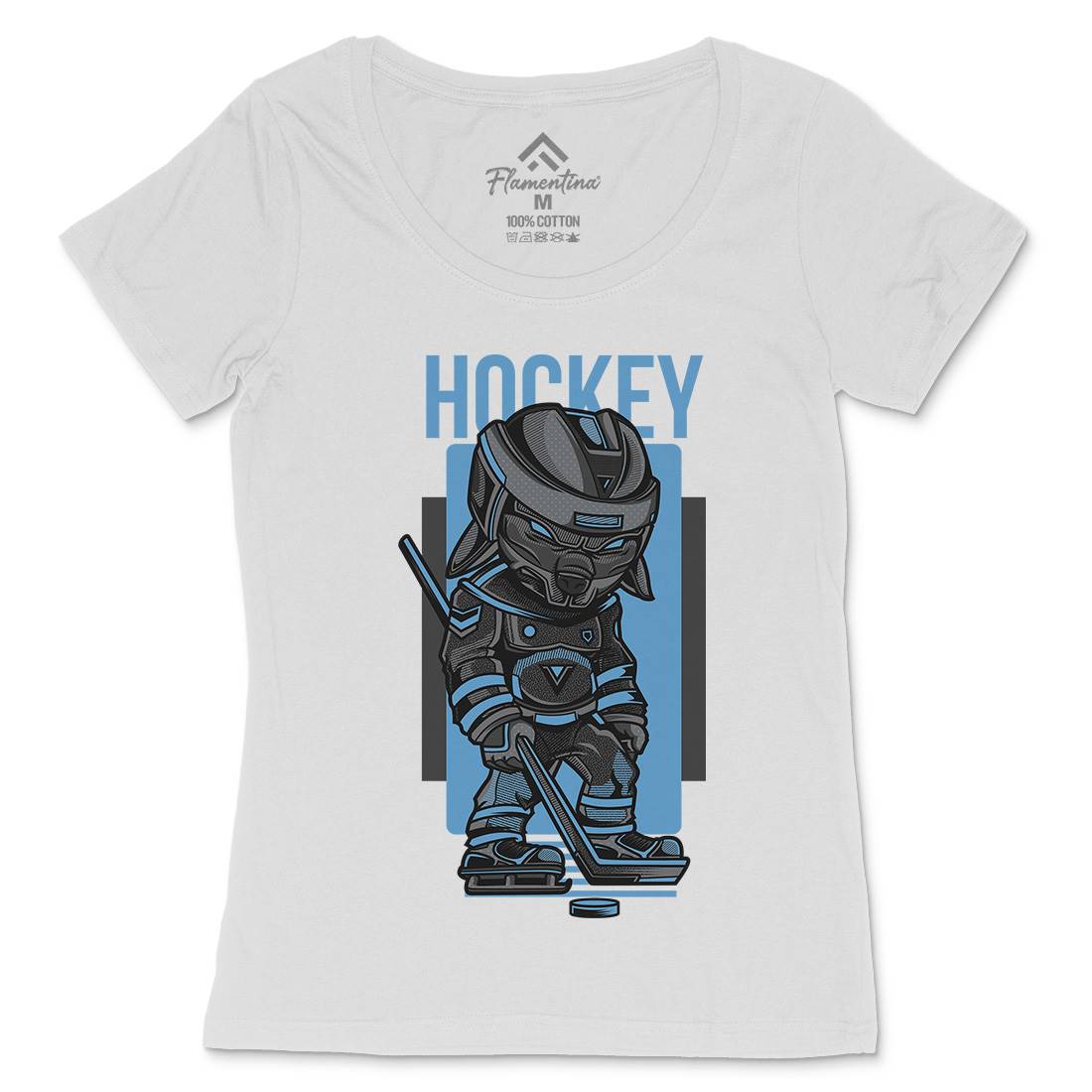 Hockey Womens Scoop Neck T-Shirt Sport D614