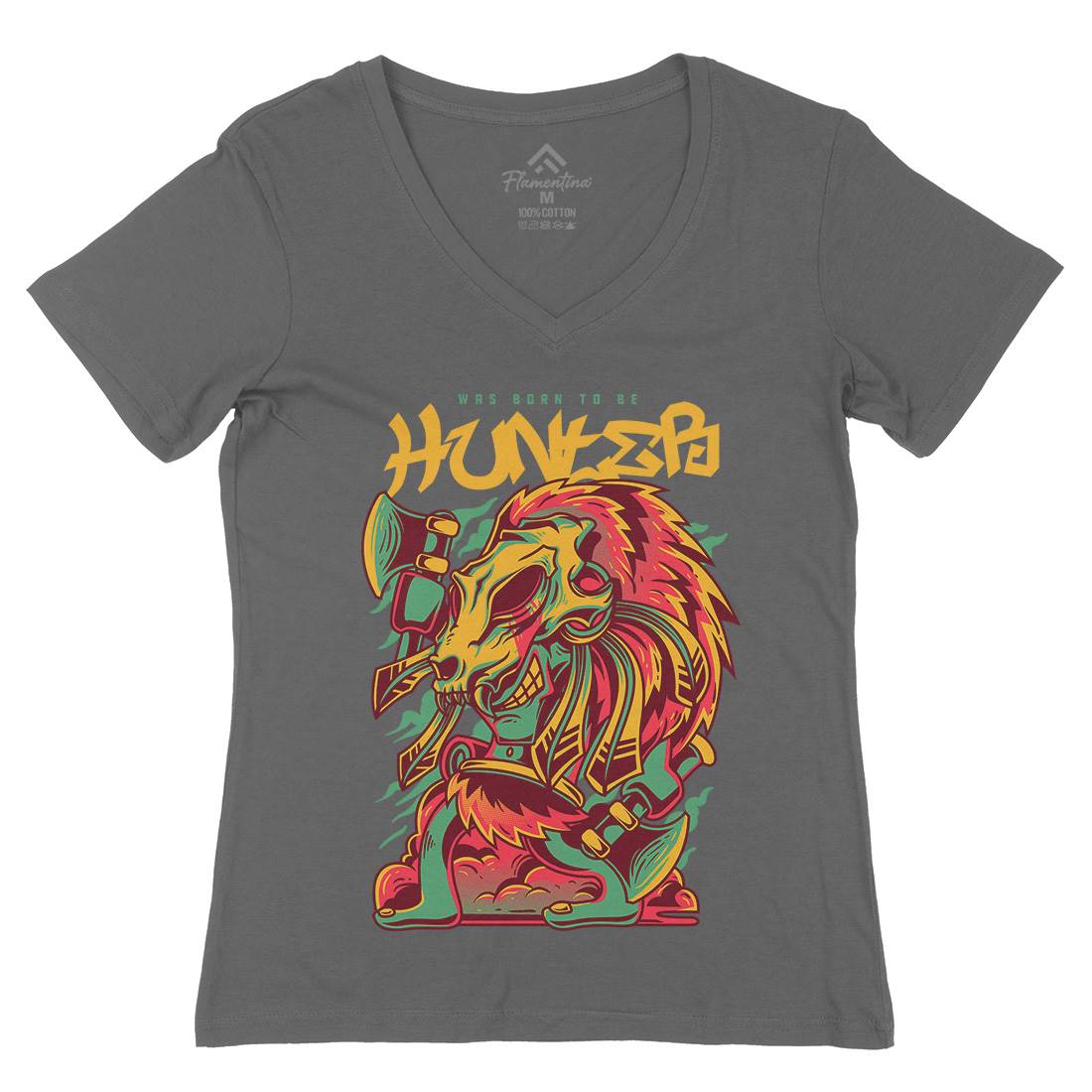 Hunter Womens Organic V-Neck T-Shirt Horror D616