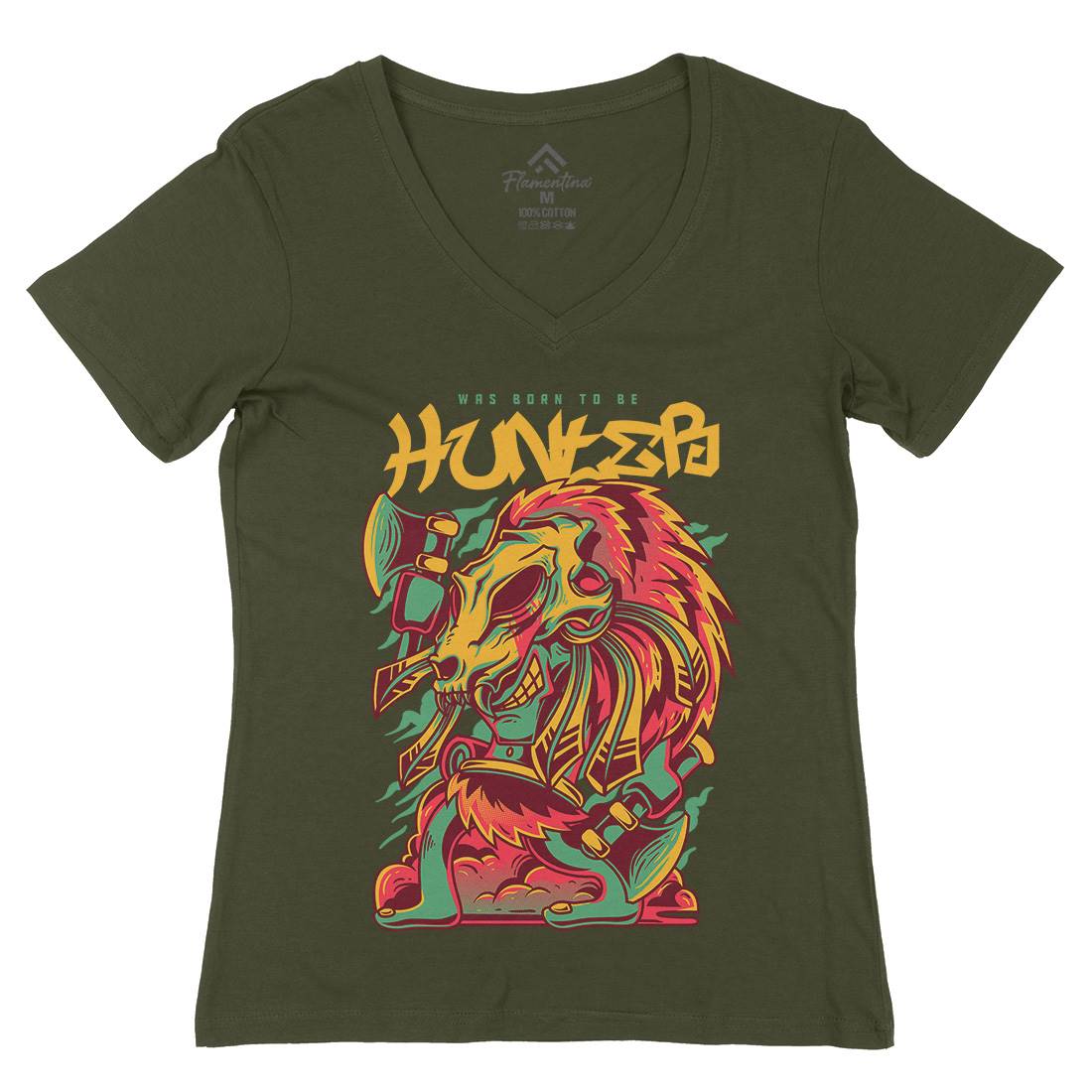 Hunter Womens Organic V-Neck T-Shirt Horror D616