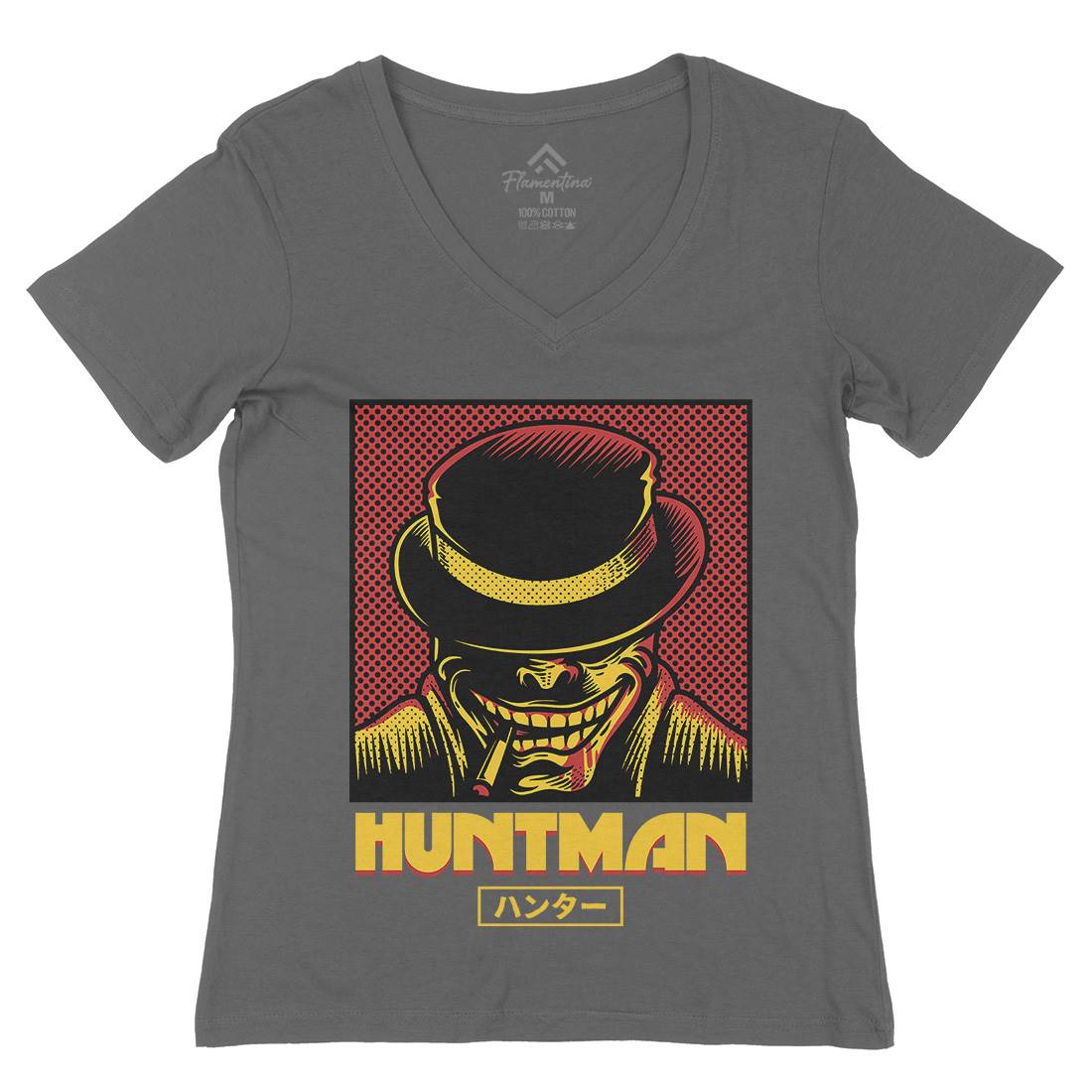 Huntsman Womens Organic V-Neck T-Shirt Horror D617