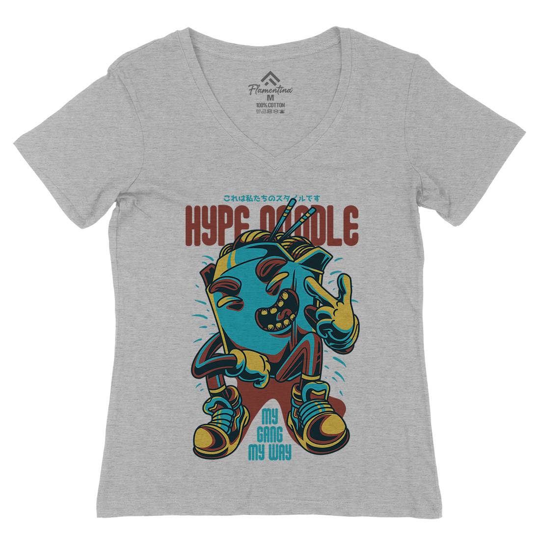 Hype Noodle Womens Organic V-Neck T-Shirt Food D619