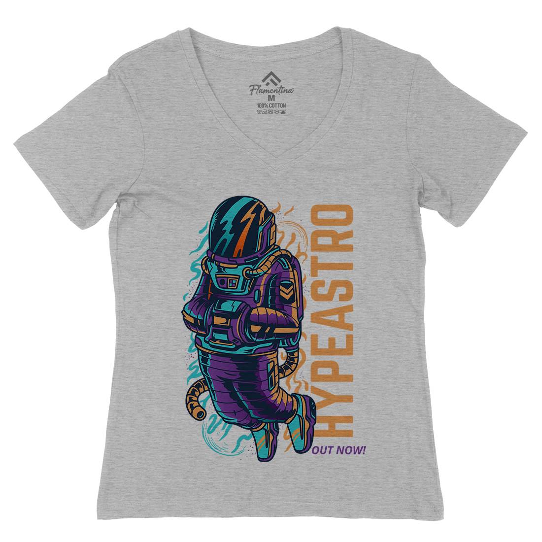 Hypeastro Womens Organic V-Neck T-Shirt Space D620