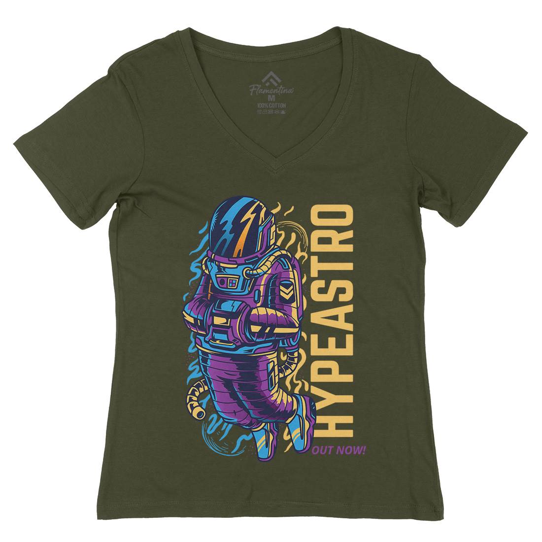 Hypeastro Womens Organic V-Neck T-Shirt Space D620