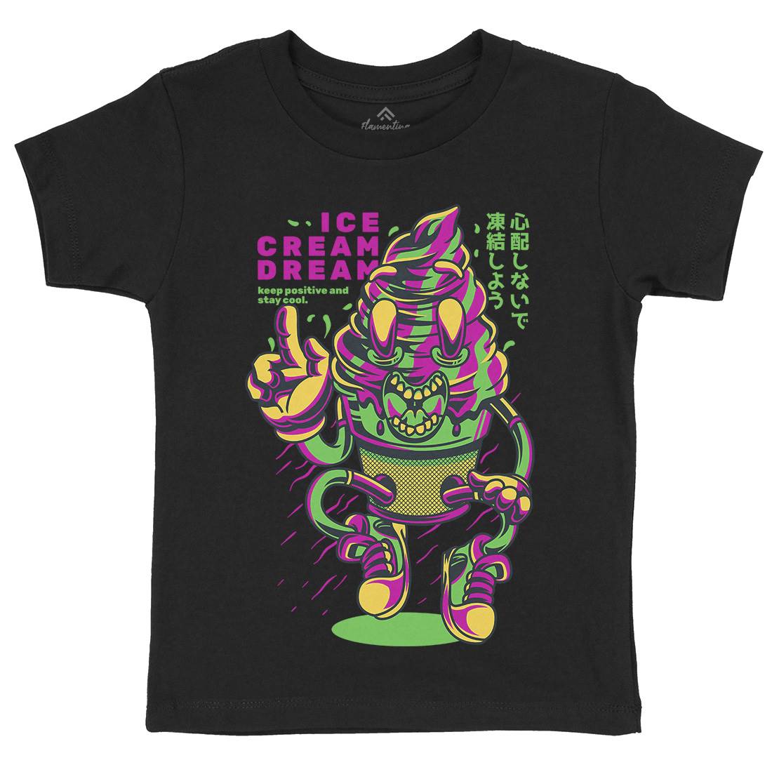 Ice Cream Dream Kids Organic Crew Neck T-Shirt Food D621
