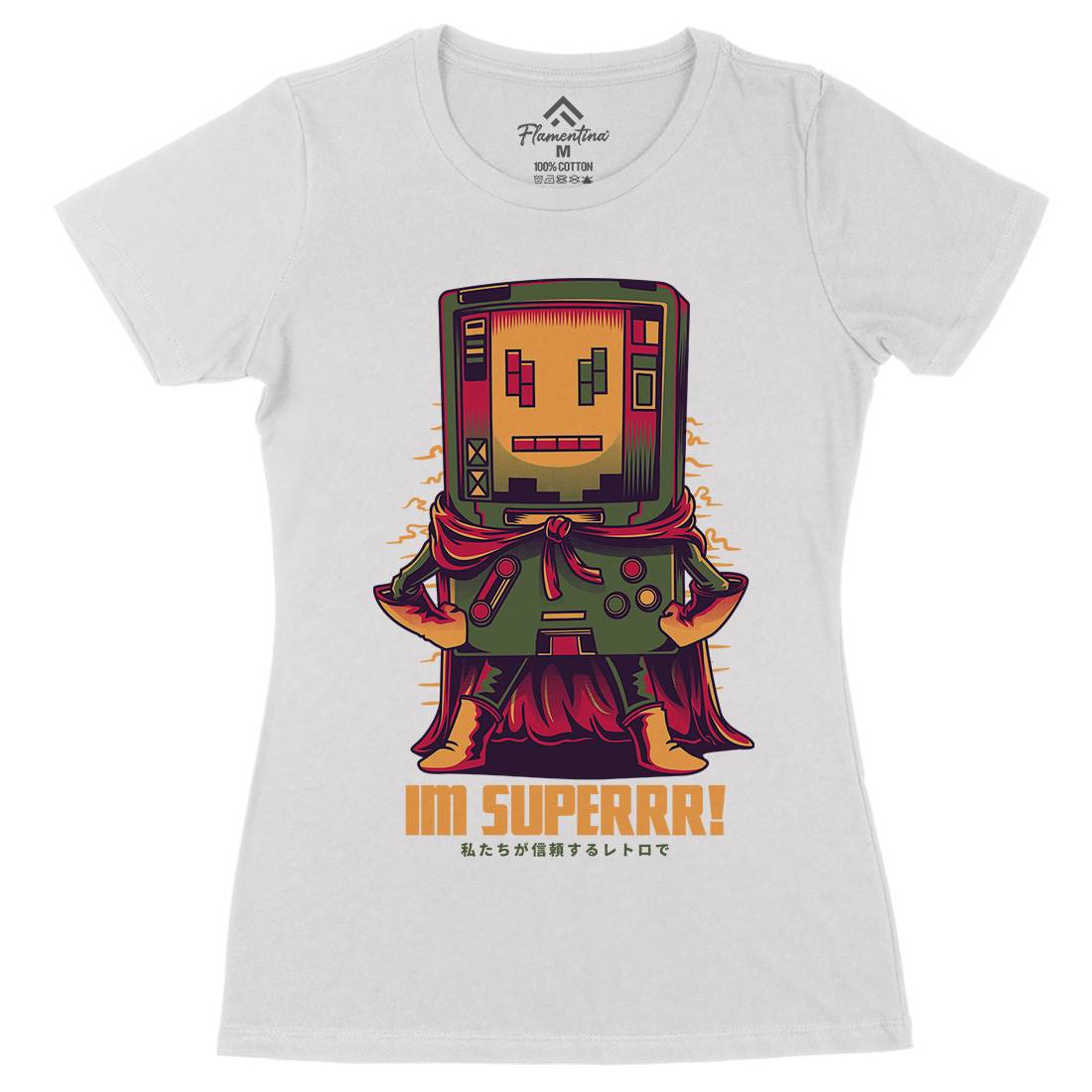 Im Superrr Womens Organic Crew Neck T-Shirt Geek D622