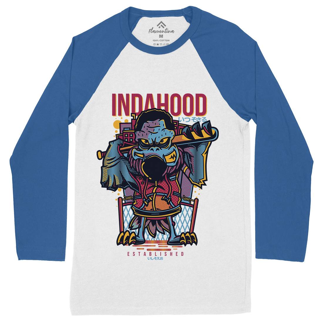 In Da Hood Mens Long Sleeve Baseball T-Shirt Animals D623