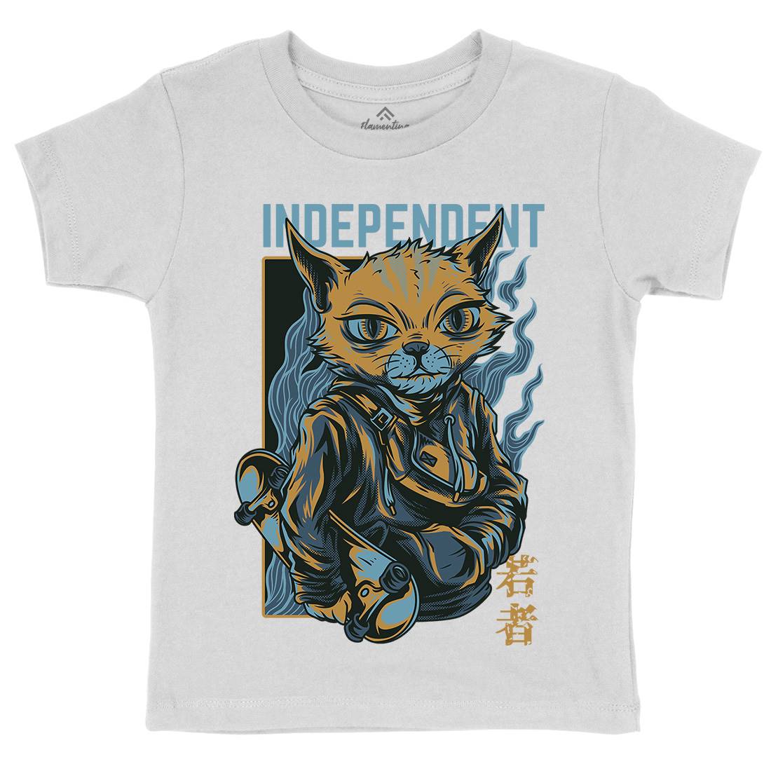 Independent Cat Kids Organic Crew Neck T-Shirt Animals D624