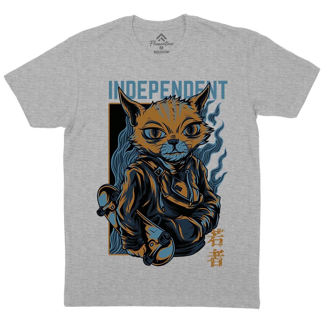 Independent Cat Mens Organic Crew Neck T-Shirt Animals D624