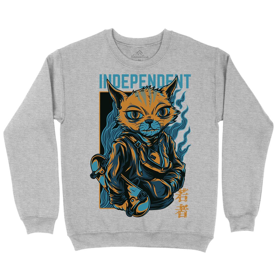 Independent Cat Mens Crew Neck Sweatshirt Animals D624