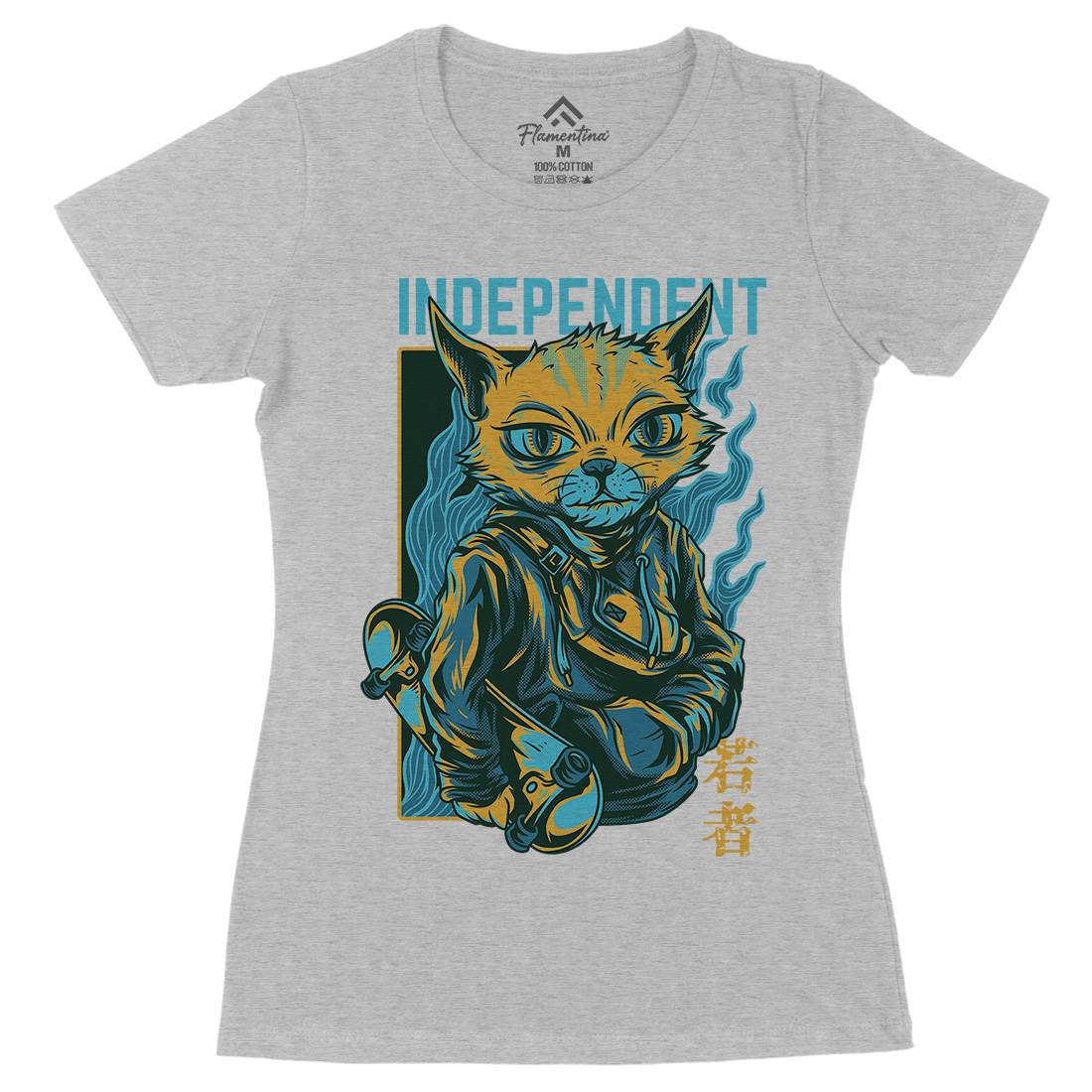 Independent Cat Womens Organic Crew Neck T-Shirt Animals D624