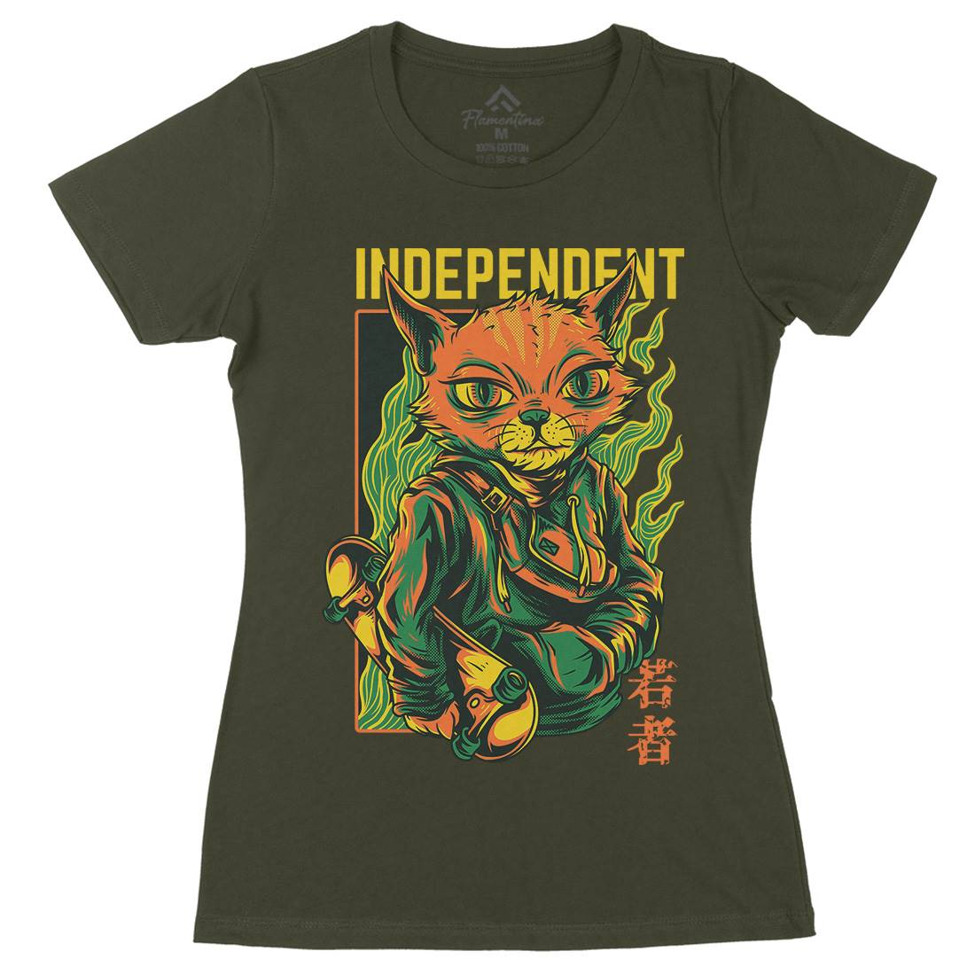 Independent Cat Womens Organic Crew Neck T-Shirt Animals D624