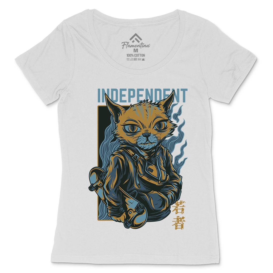 Independent Cat Womens Scoop Neck T-Shirt Animals D624