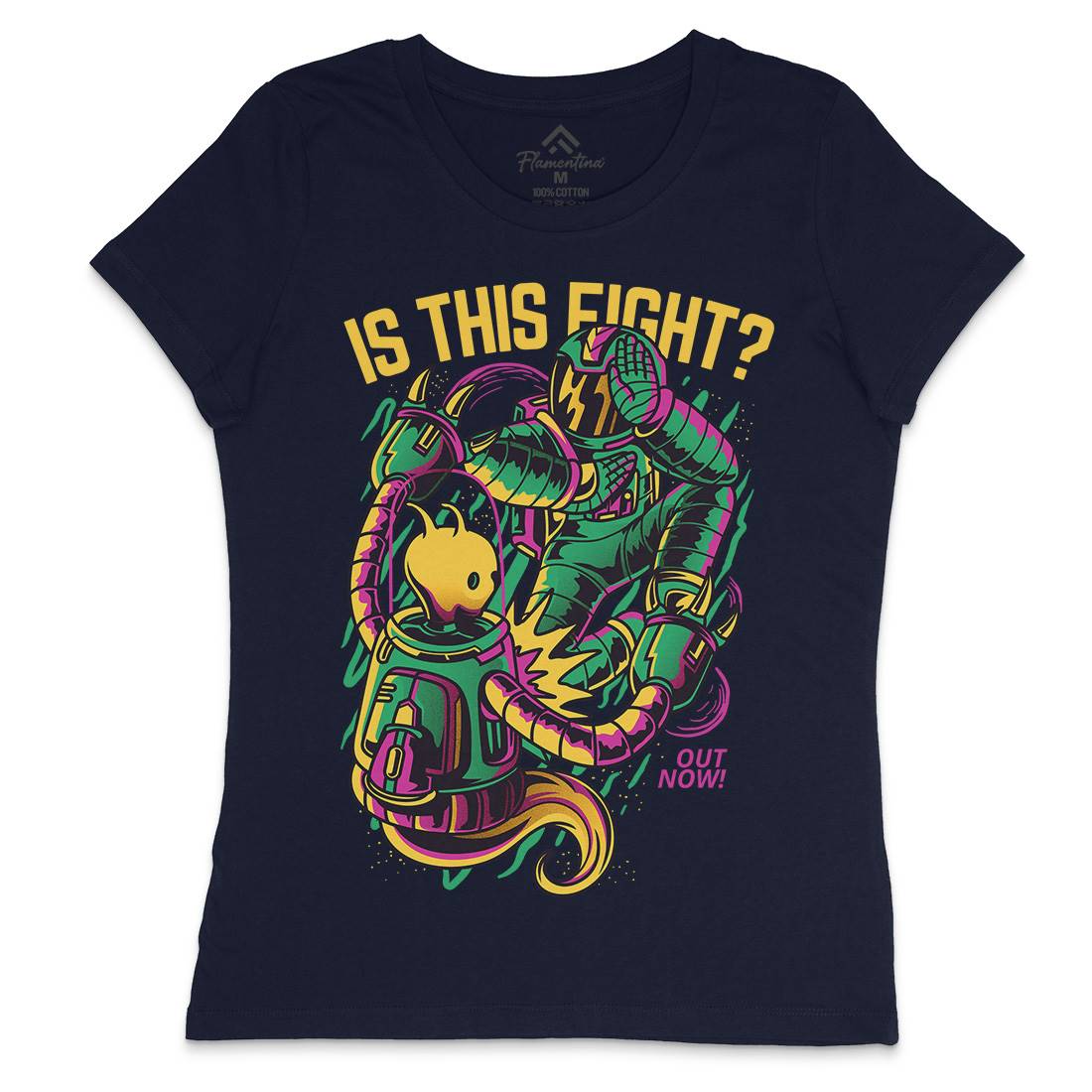 Robot Fight Womens Crew Neck T-Shirt Space D625