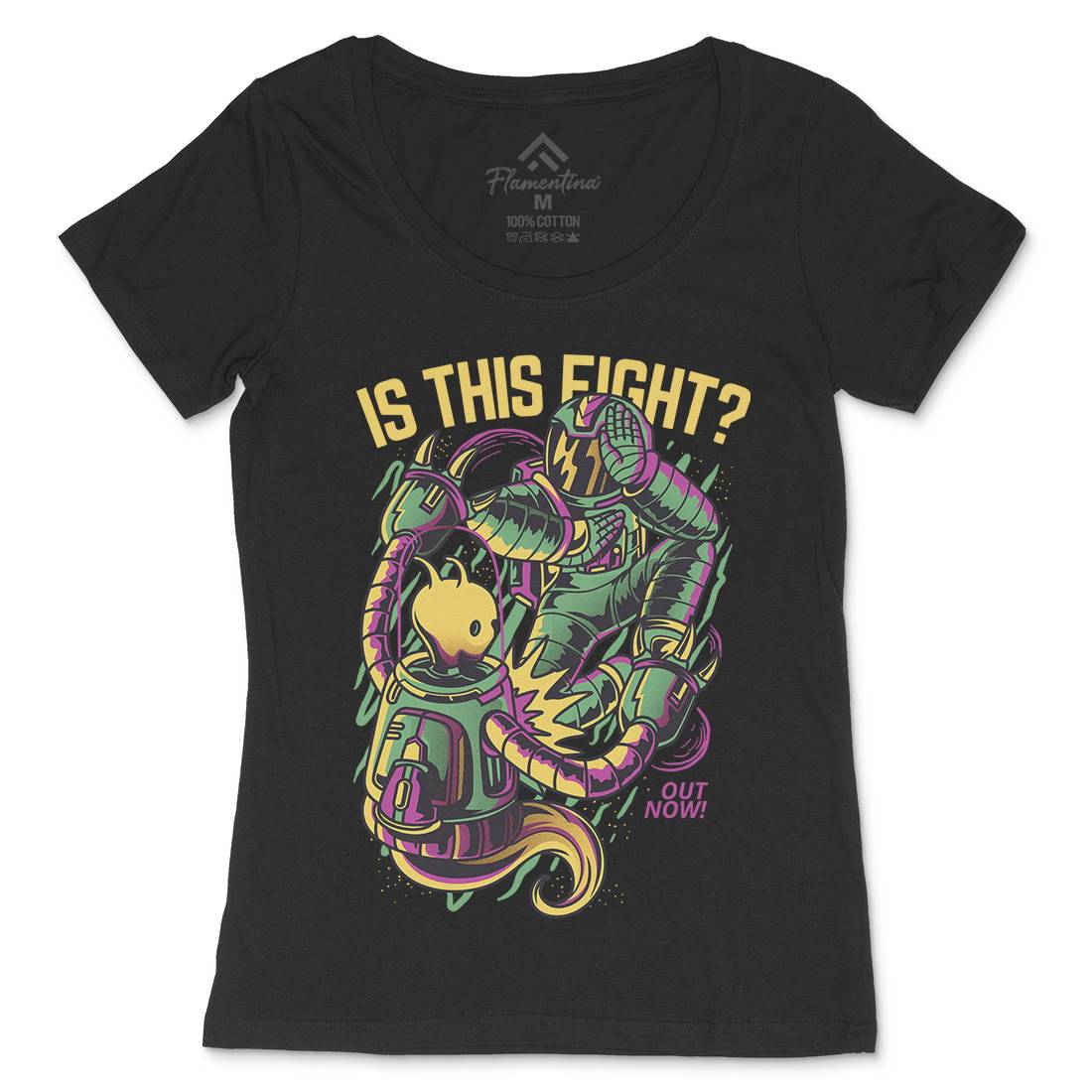 Robot Fight Womens Scoop Neck T-Shirt Space D625