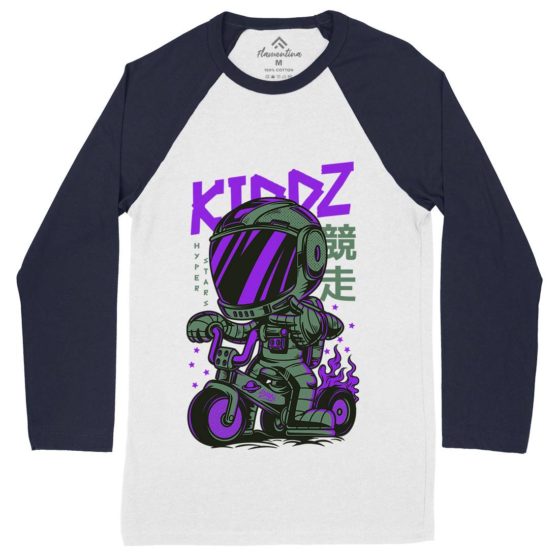 Kids Mens Long Sleeve Baseball T-Shirt Bikes D628