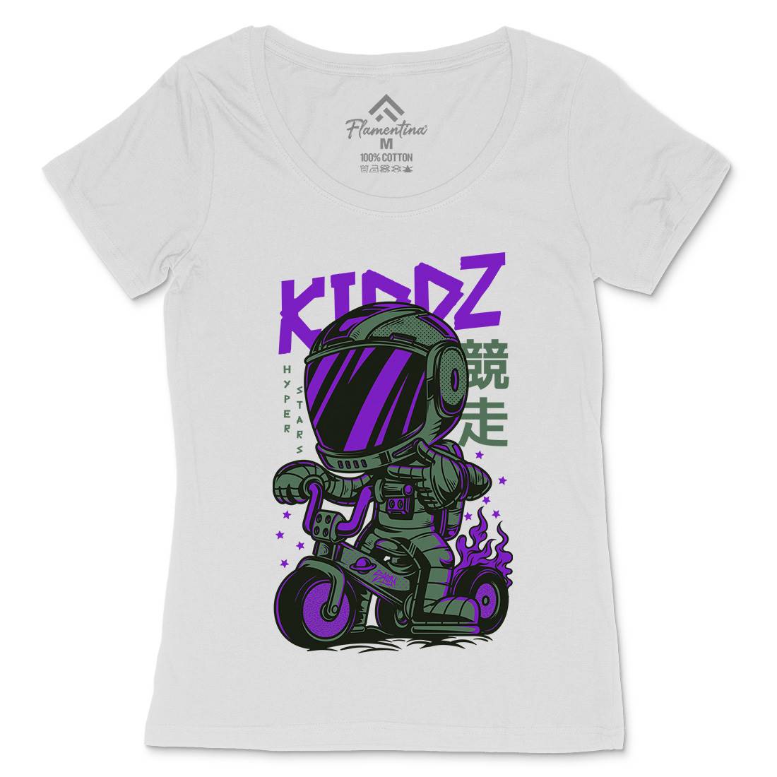 Kids Womens Scoop Neck T-Shirt Bikes D628