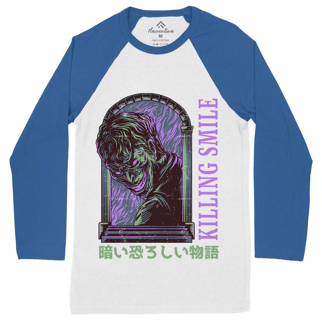 Killing Smile Mens Long Sleeve Baseball T-Shirt Horror D629
