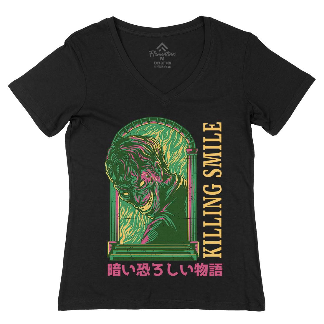 Killing Smile Womens Organic V-Neck T-Shirt Horror D629
