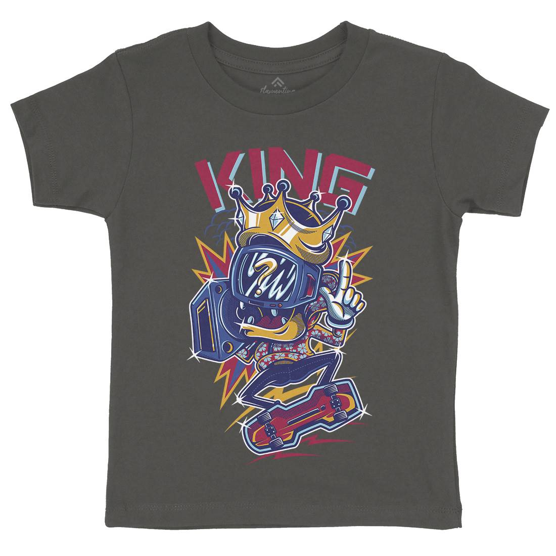 King Kids Organic Crew Neck T-Shirt Skate D630