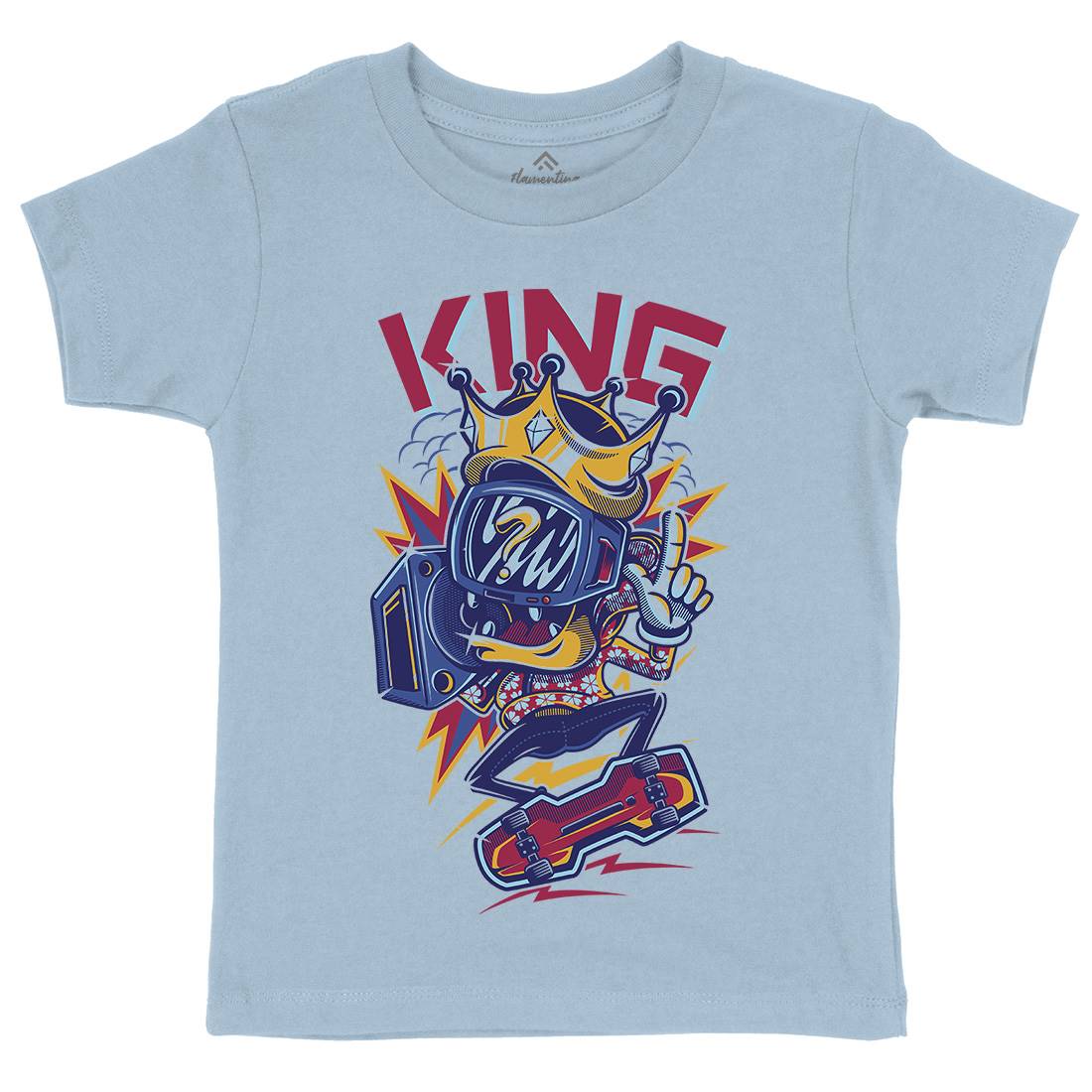 King Kids Organic Crew Neck T-Shirt Skate D630