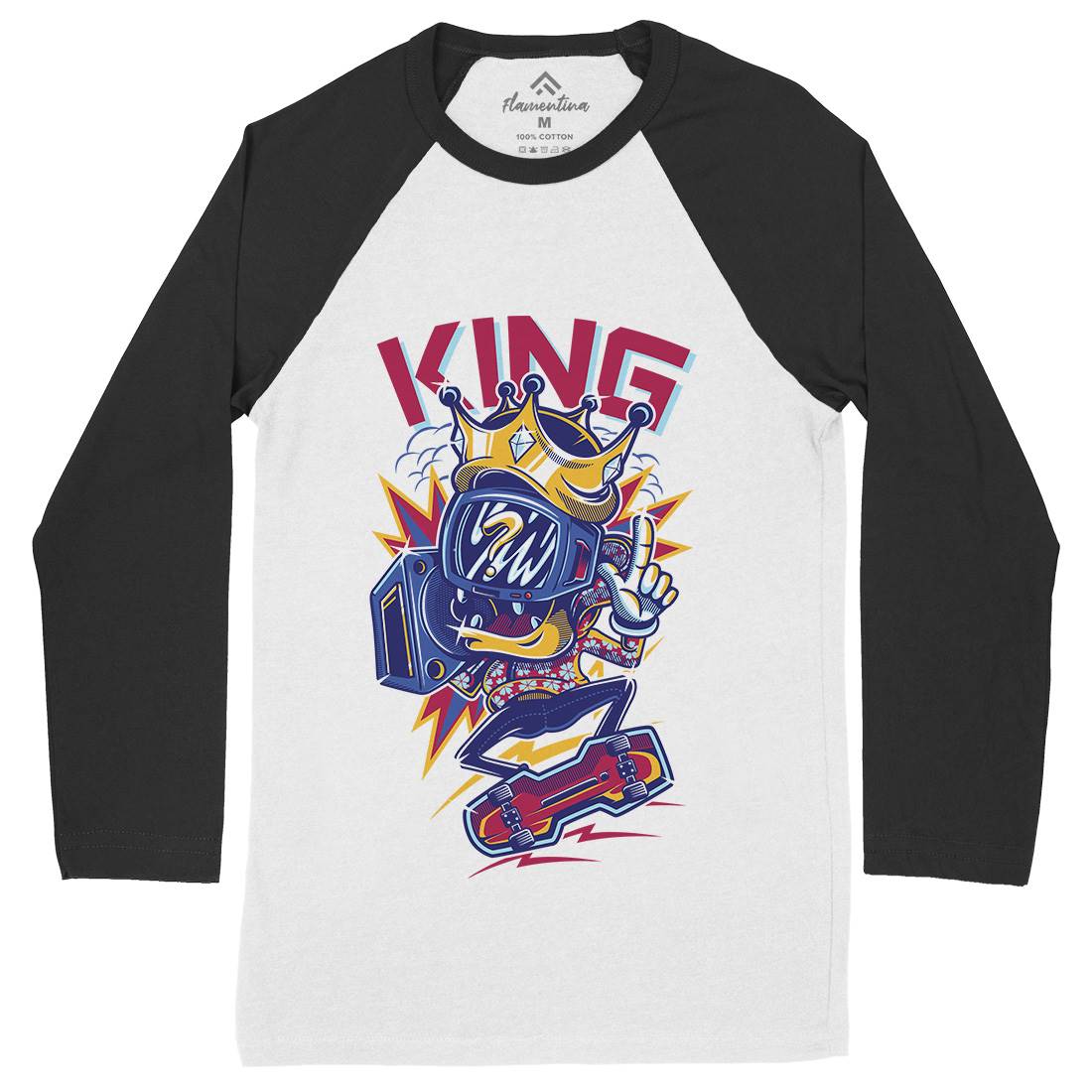 King Mens Long Sleeve Baseball T-Shirt Skate D630