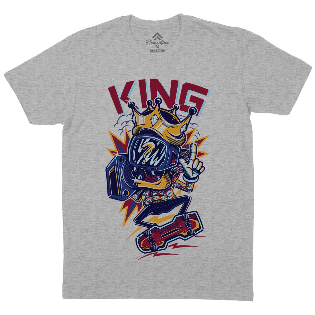 King Mens Crew Neck T-Shirt Skate D630