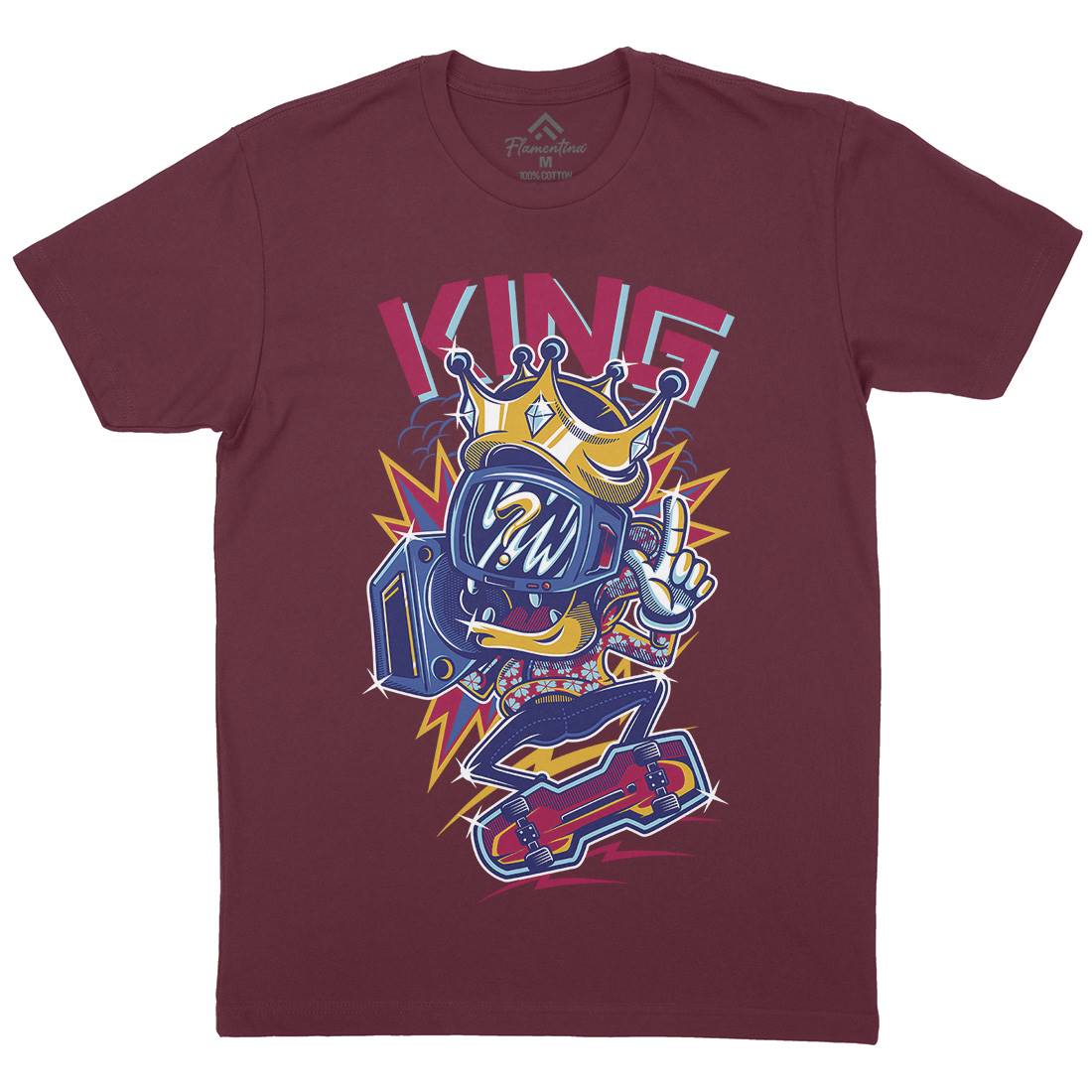 King Mens Crew Neck T-Shirt Skate D630