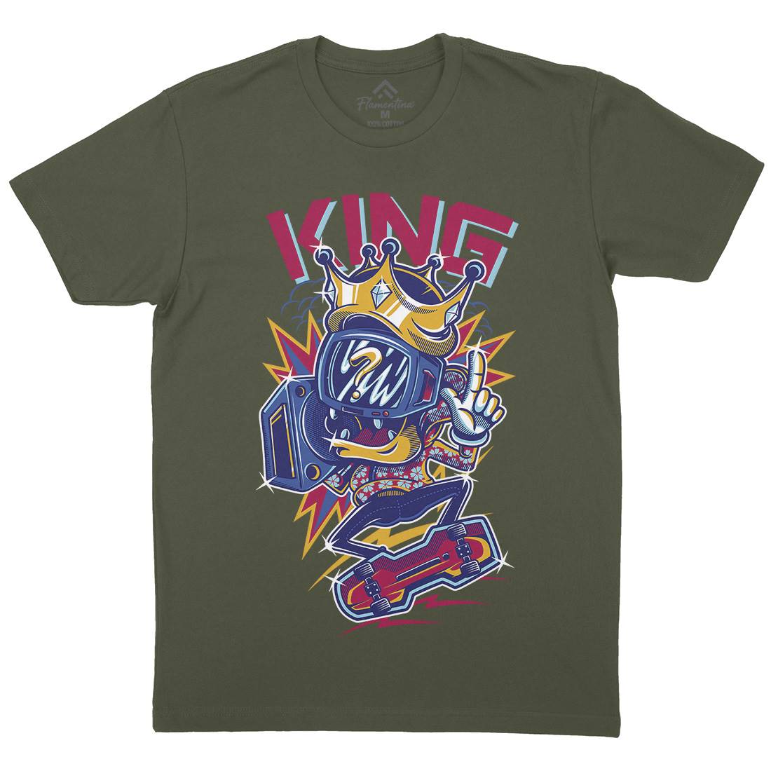 King Mens Organic Crew Neck T-Shirt Skate D630
