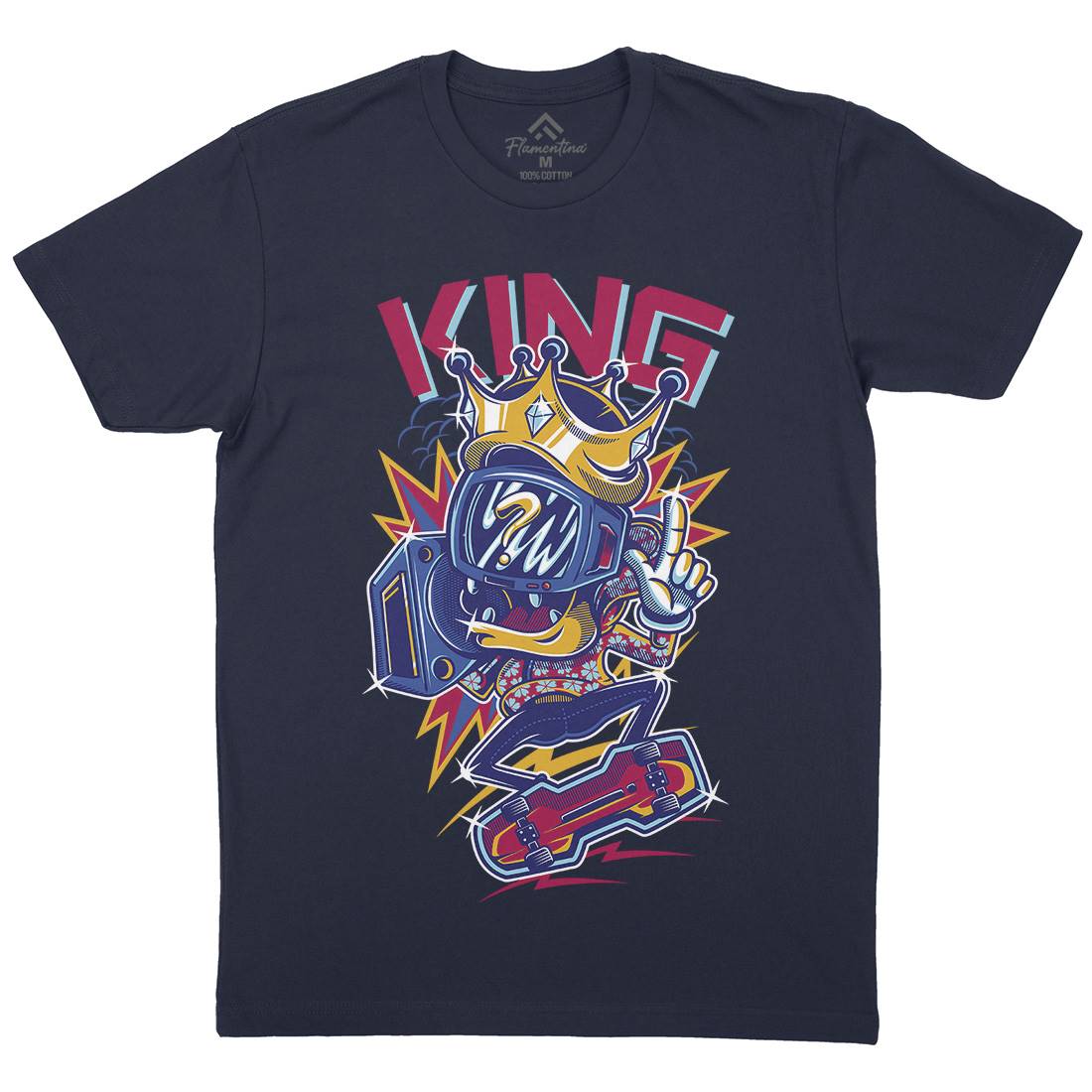 King Mens Organic Crew Neck T-Shirt Skate D630