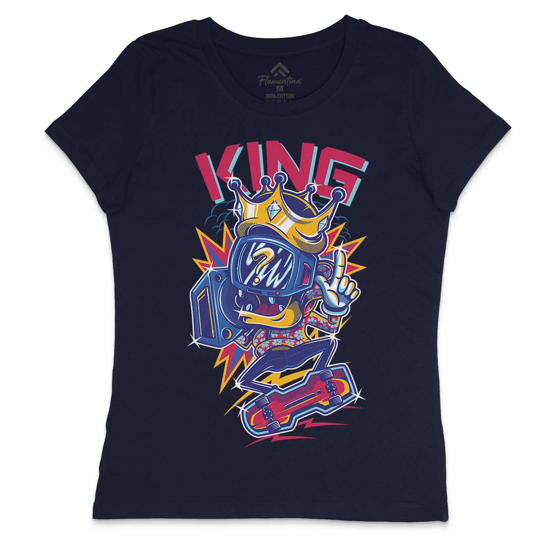 King Womens Crew Neck T-Shirt Skate D630