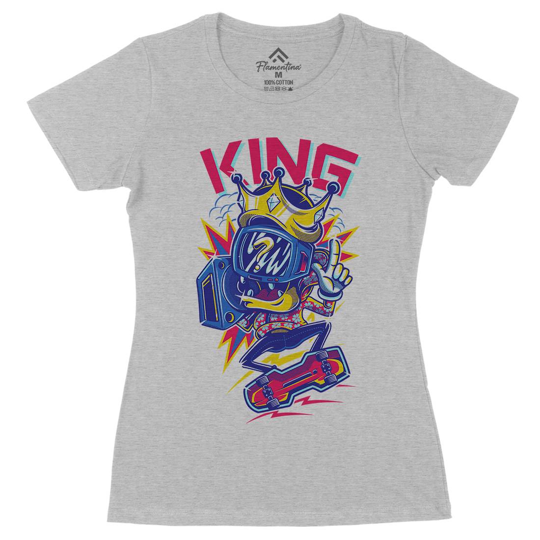 King Womens Organic Crew Neck T-Shirt Skate D630