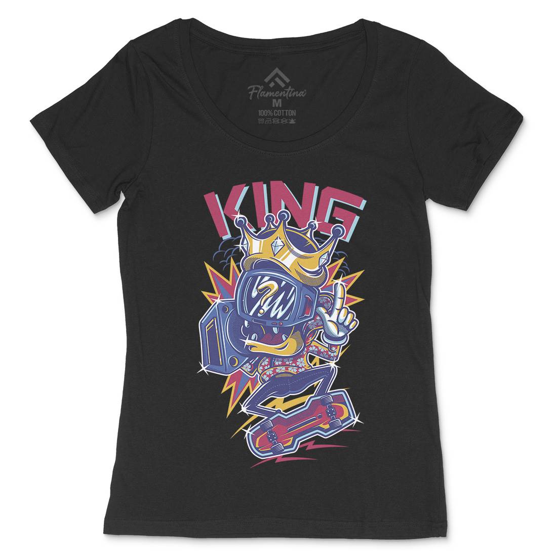 King Womens Scoop Neck T-Shirt Skate D630
