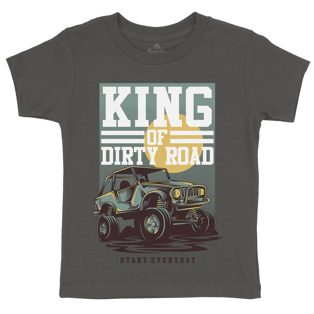 King Of Dirty Road Kids Organic Crew Neck T-Shirt Cars D631
