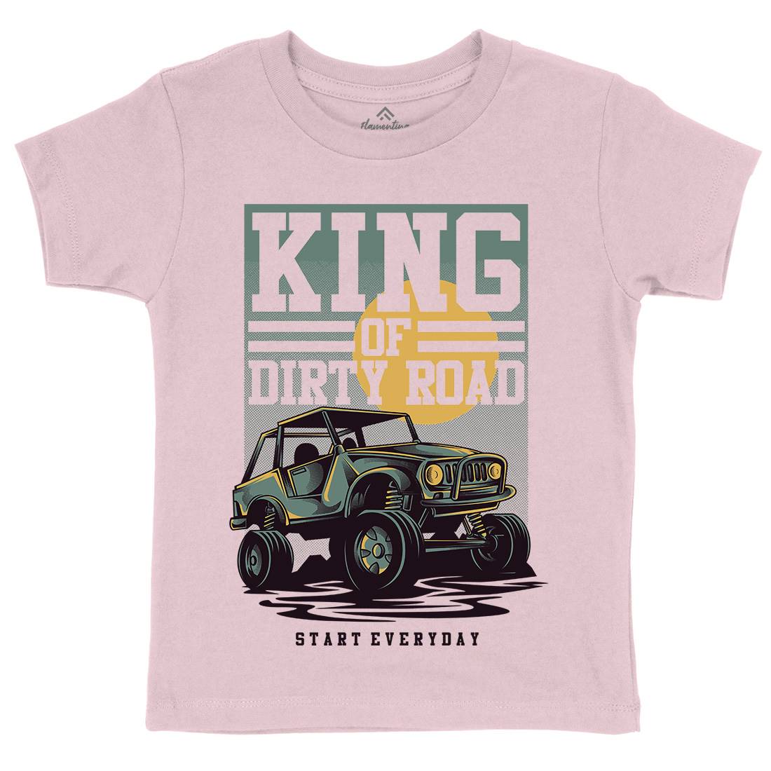 King Of Dirty Road Kids Crew Neck T-Shirt Cars D631