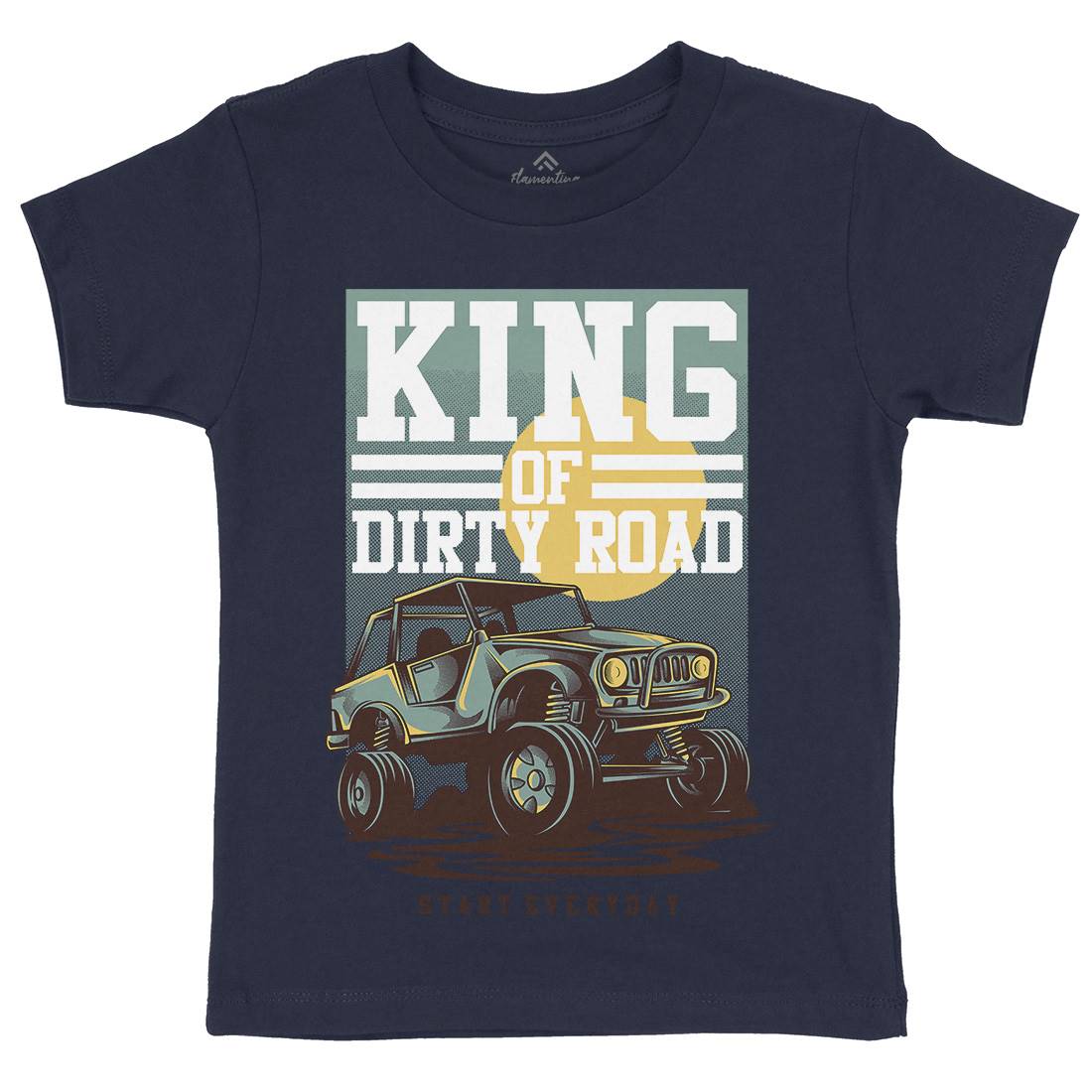 King Of Dirty Road Kids Crew Neck T-Shirt Cars D631