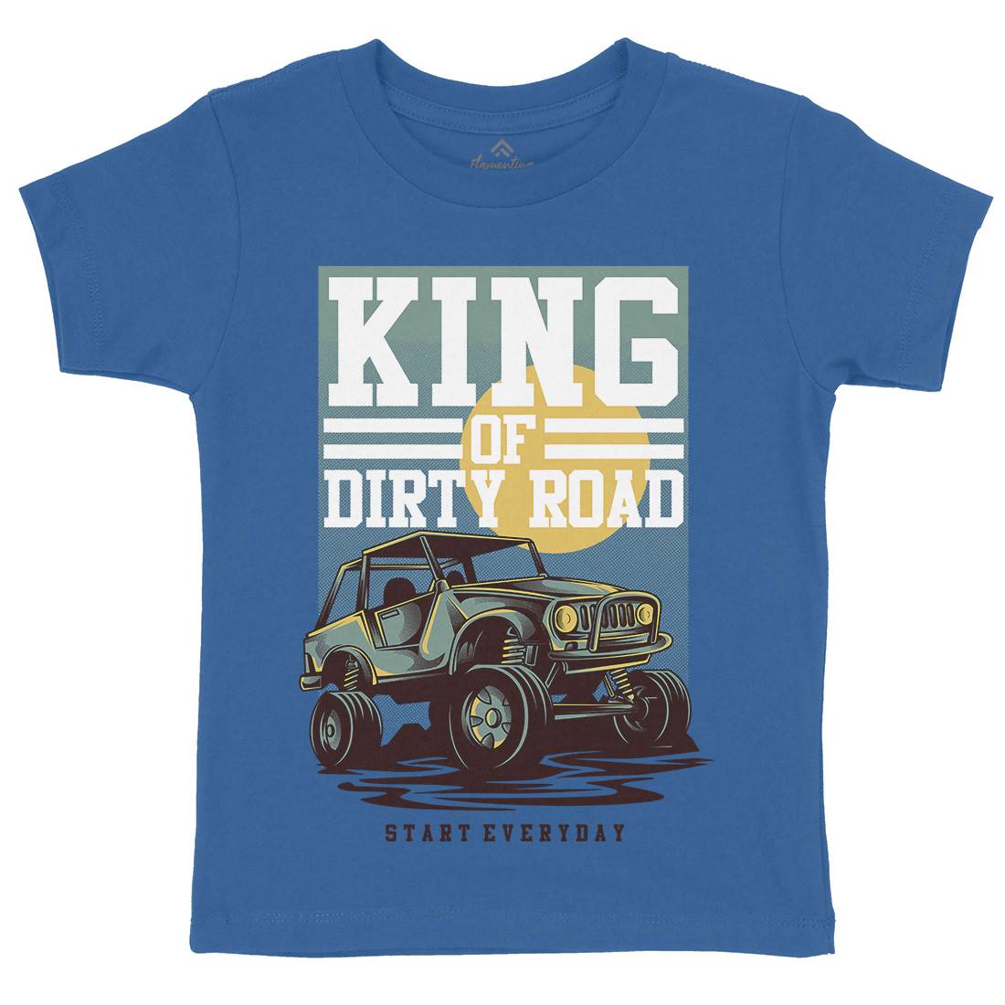King Of Dirty Road Kids Organic Crew Neck T-Shirt Cars D631